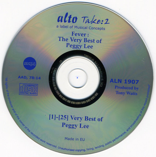 Peggy Lee : Fever Very Best Of Peggy Lee (CD, Comp)