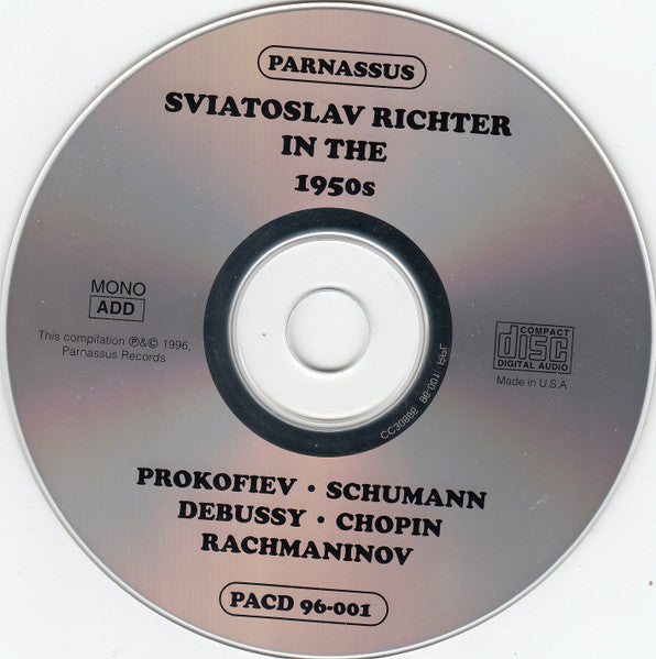 Sviatoslav Richter, Schumann* / Chopin* / Liszt* / Tchaikovsky* / Rachmaninov* / Prokofiev* / Debussy* : Sviatoslav Richter In The 1950s (2xCD, Mono)