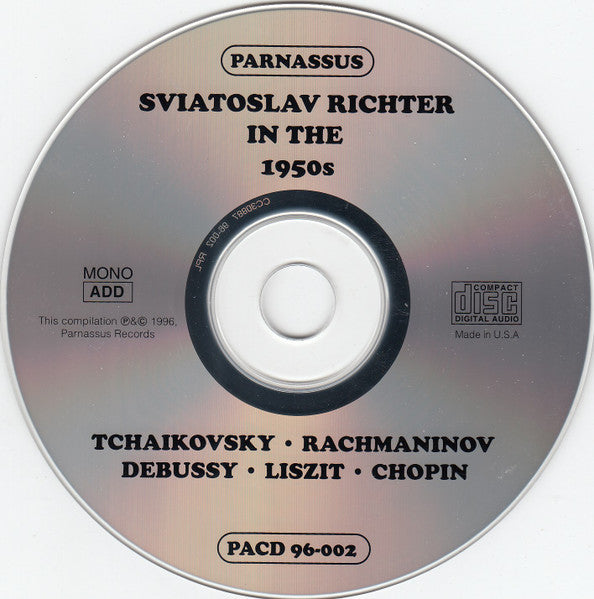 Sviatoslav Richter, Schumann* / Chopin* / Liszt* / Tchaikovsky* / Rachmaninov* / Prokofiev* / Debussy* : Sviatoslav Richter In The 1950s (2xCD, Mono)