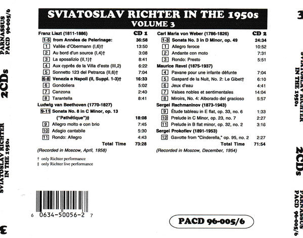Sviatoslav Richter, Liszt* / Beethoven* / Weber* / Ravel* / Rachmaninov* / Prokofiev* : Sviatoslav Richter In The 1950s (2xCD, Mono, RP)