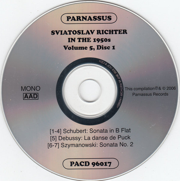 Sviatoslav Richter, Karol Szymanowski / Wolfgang Amadeus Mozart / Franz Schubert / Franz Liszt : Sviatoslav Richter In The 1950s (2xCD, Mono)