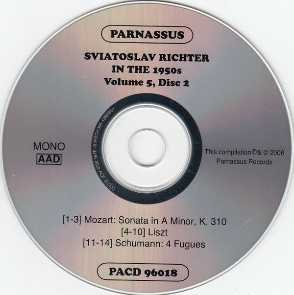 Sviatoslav Richter, Karol Szymanowski / Wolfgang Amadeus Mozart / Franz Schubert / Franz Liszt : Sviatoslav Richter In The 1950s (2xCD, Mono)