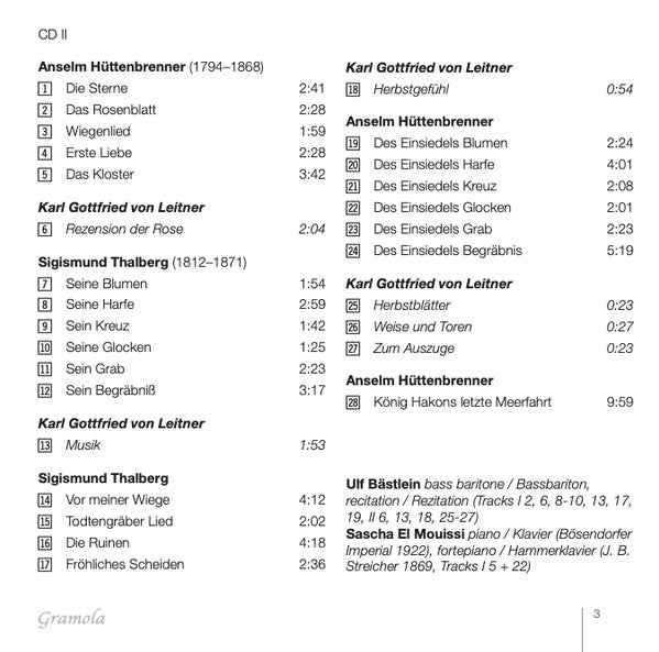 Ulf Bästlein, Sascha El Mouissi : Wie Tut Mir So Wohl Der Selige Frieden!: Lieder Nach Lyrik von Karl Gottfried von Leitner (2xCD, Album)