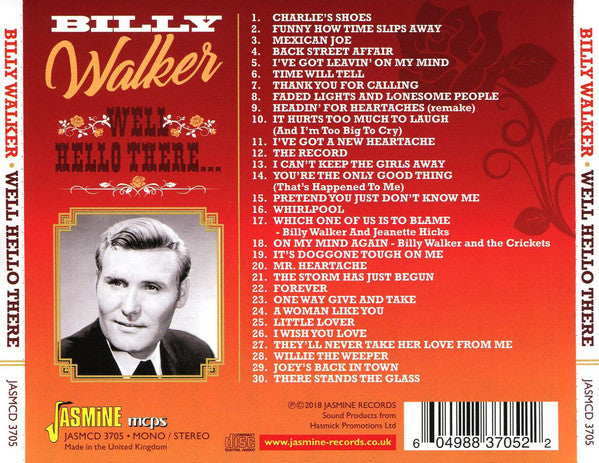 Billy Walker : Well Hello There... The Country Chart Hits and More 1954-1962 (CD, Comp, Mono)