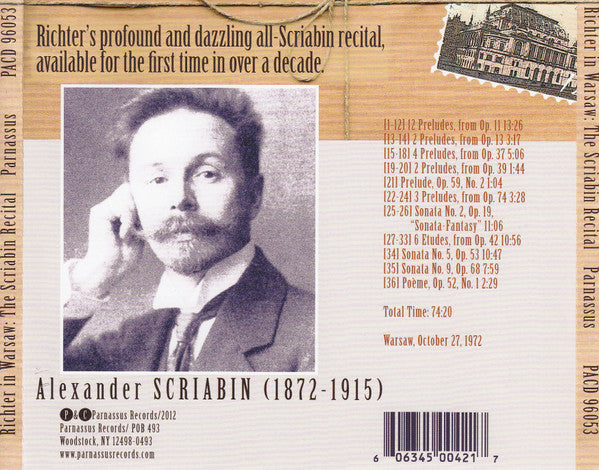 Richter* : Richter In Warsaw: The Scriabin Recital (CD, Mono, RE)
