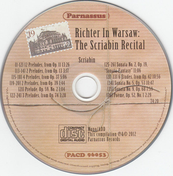 Richter* : Richter In Warsaw: The Scriabin Recital (CD, Mono, RE)