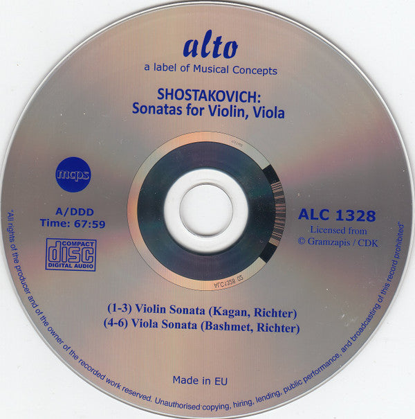 Dmitri Shostakovich, Oleg Kagan • Sviatoslav Richter • Yuri Bashmet : Sonata For Violin & Piano, Op.134 / Sonata For Viola & Piano, Op.147 (CD, RE, RM)