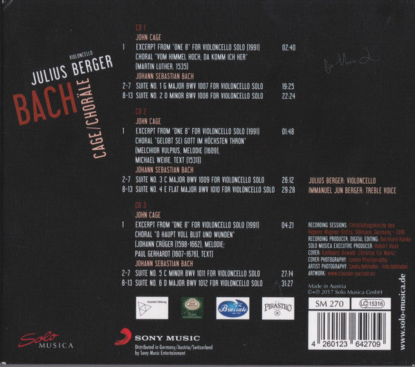 Johann Sebastian Bach, John Cage - Julius Berger : Cage/Choräle (3xCD, Album)
