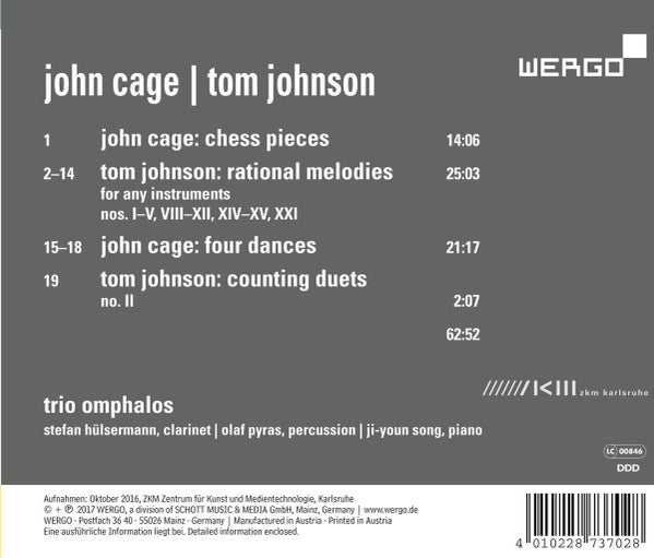 John Cage, Tom Johnson, Trio Omphalos : Chess Pieces - Four Dances - Rational Melodies (CD, Album)