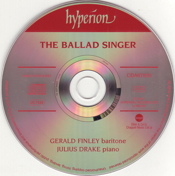Gerald Finley, Julius Drake : The Ballad Singer (CD, Album)