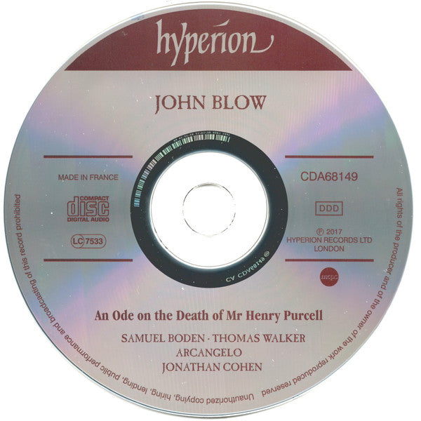 John Blow – Arcangelo, Jonathan Cohen (7) : An Ode On The Death Of Mr Henry Purcell (CD, Album)