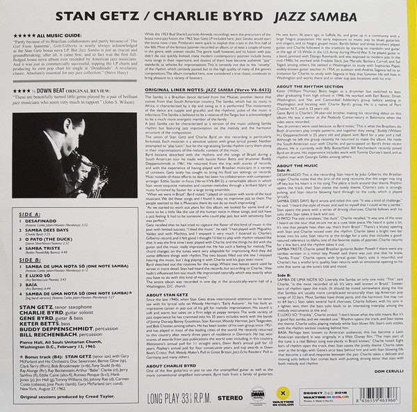 Stan Getz / Charlie Byrd : Jazz Samba (LP, Album, Ltd, RE, RM, 180)