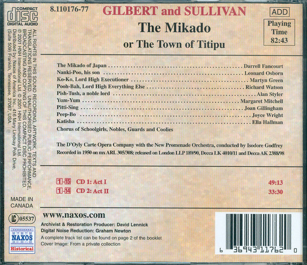 Gilbert & Sullivan, D'Oyly Carte Opera Company, The New Promenade Orchestra, Isidore Godfrey : The Mikado (2xCD, Album, RM)