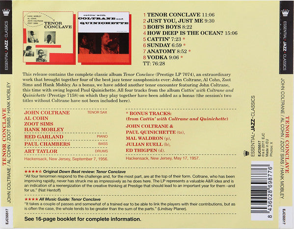 John Coltrane, Al Cohn, Zoot Sims, Hank Mobley : Tenor Conclave (CD, Album, RE)