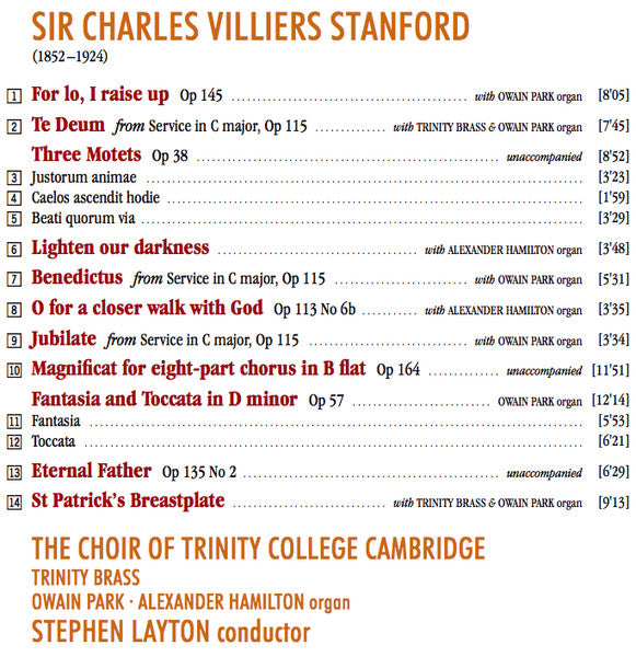 Charles Villiers Stanford, The Choir Of Trinity College, Cambridge, Stephen Layton : Choral Music (CD, Album)