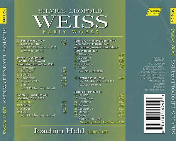 Sylvius Leopold Weiss, Joachim Held : Early Works (CD, Album)