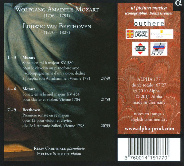 Wolfgang Amadeus Mozart & Ludwig van Beethoven - Rémy Cardinale & Hélène Schmitt : Sonates Pour Pianoforte & Violon  (CD, Album)