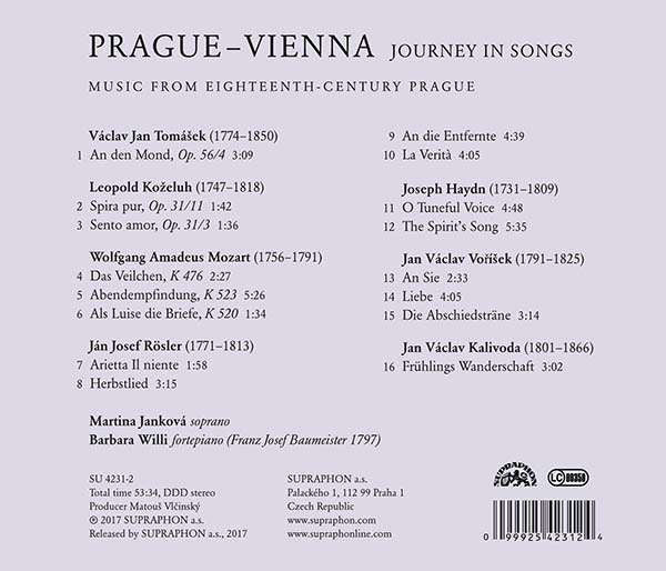 Václav Jan Tomášek / Leopold Koželuh / Jan Josef Rösler / Wolfgang Amadeus Mozart / Jan Václav Hugo Voříšek / Jan Kalivoda / Joseph Haydn, Martina Jankova, Barbara Maria Willi : Prague - Vienna (Journey In Songs) (CD, Album)