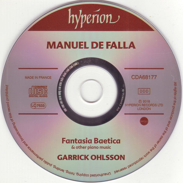 Manuel De Falla, Garrick Ohlsson : Fantasia Baetica ∙ Piezas Españolas ∙ El Amor Brujo ∙ El Sombrero De Tres Picos (CD, Album)
