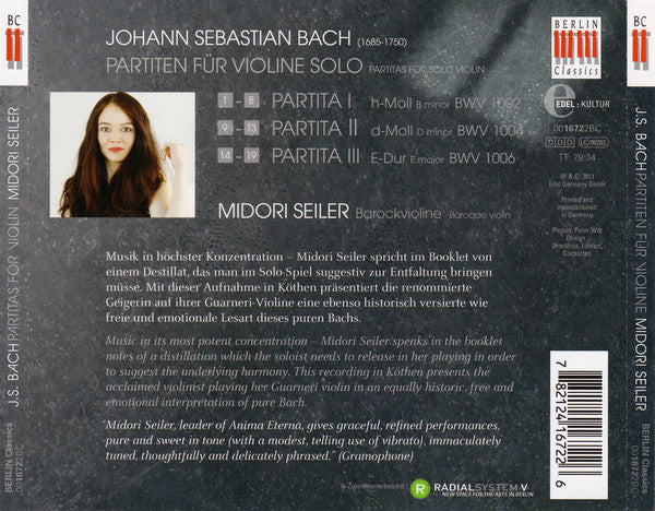 Midori Seiler, Johann Sebastian Bach : Partitas For Violin (CD)