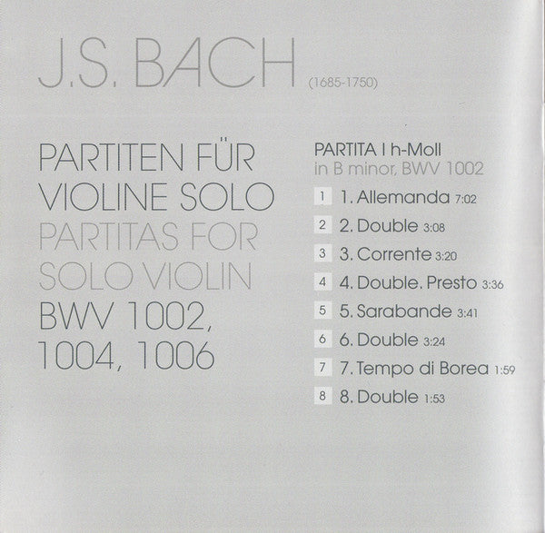 Midori Seiler, Johann Sebastian Bach : Partitas For Violin (CD)