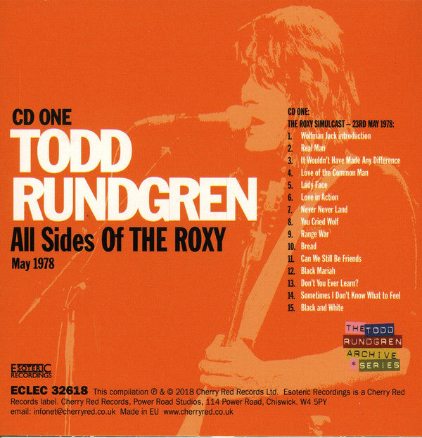 Todd Rundgren : All Sides Of The Roxy - May 1978 (3xCD, Box)