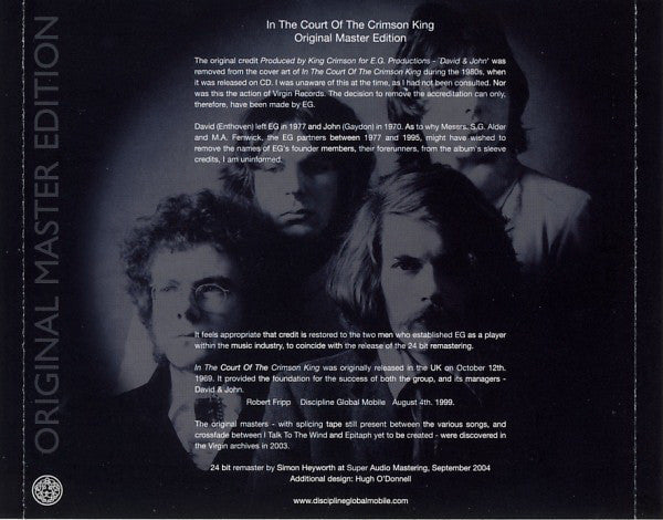 King Crimson : In The Court Of The Crimson King - An Observation By King Crimson (HDCD, Album, RE, RM, Ori)