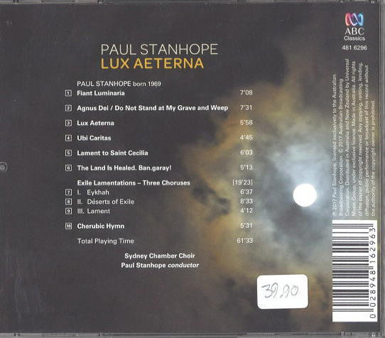 Paul Stanhope, Sydney Chamber Choir : Lux Aeterna (CD)