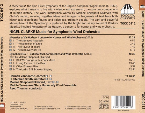 Nigel Clarke (3), Harmen Vanhoorne, H. Stephen Smith, Malene Sheppard Skærved, Middle Tennessee State University Wind Ensemble, Reed Thomas (2) : Music For Symphonic Wind Orchestra (CD, Album)