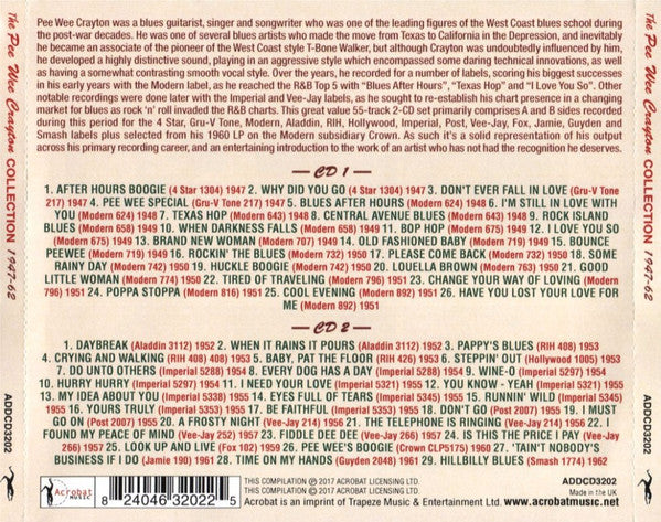 Pee Wee Crayton : The Pee Wee Crayton Collection 1947-62 (2xCD, Comp)