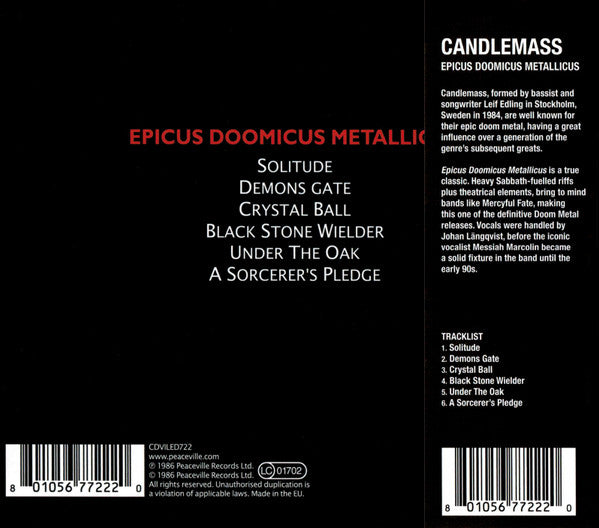 Candlemass : Epicus Doomicus Metallicus (CD, Album, RE, RM)
