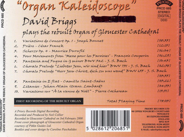 David Briggs (5) : Organ Kaelidoscope - The Rebult Organ Of Gloucester Cathedral (CD, Album, Dig)
