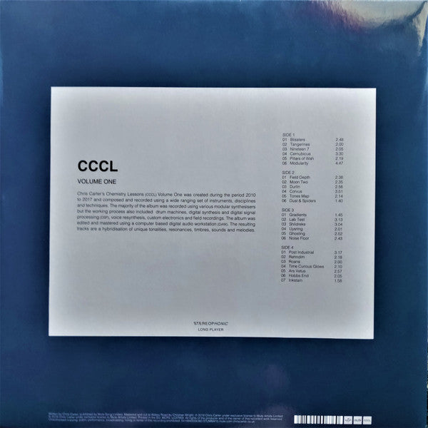 Chris Carter (2) : Chris Carter's Chemistry Lessons Volume One (LP, Blu + LP, Gre + Album)