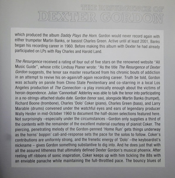 Dexter Gordon : The Resurgence Of Dexter Gordon (CD, Comp)