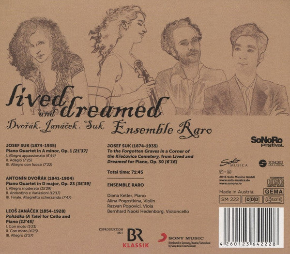 Antonín Dvořák, Leoš Janáček, Josef Suk (2), Ensemble Raro : Lived And Dreamed (CD)