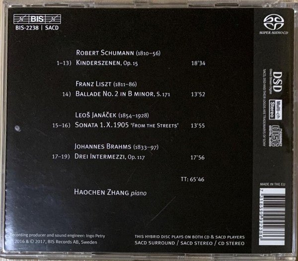 Haochen Zhang, Robert Schumann, Franz Liszt, Leoš Janáček, Johannes Brahms : Haochen Zhang Plays Schumann,Liszt,Janáček & Brahms (SACD, Hybrid, Multichannel, Album)
