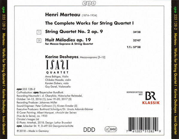 Henri Marteau, Karine Deshayes ∙ Isasi Quartet : Complete Works For String Quartet I (CD)