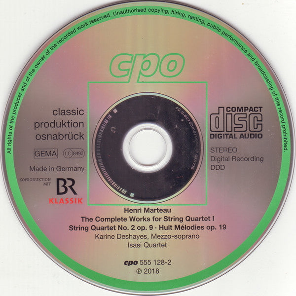 Henri Marteau, Karine Deshayes ∙ Isasi Quartet : Complete Works For String Quartet I (CD)