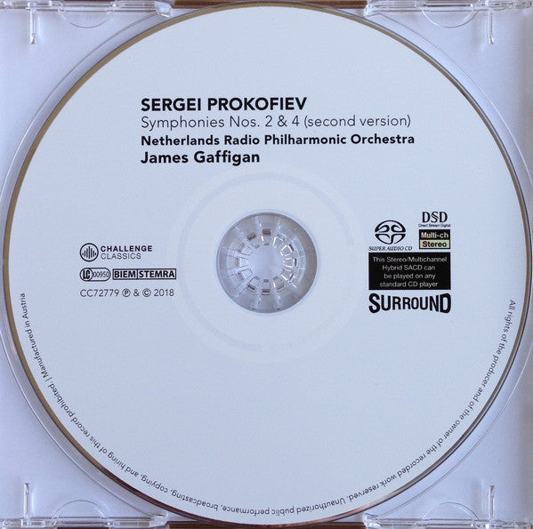 Sergei Prokofiev, James Gaffigan, Radio Filharmonisch Orkest : Symphonies Nos. 2 & 4 (second version) (SACD, Hybrid, Multichannel, Album)
