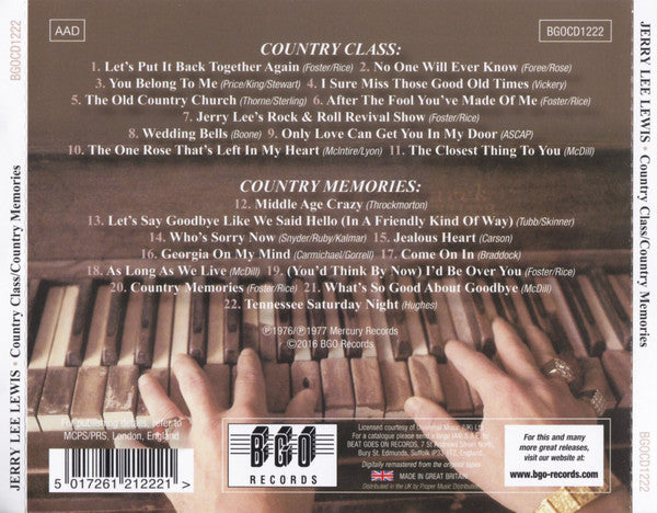 Jerry Lee Lewis : Country Class / Country Memories (CD, Comp, RM)