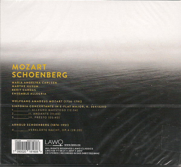 Wolfgang Amadeus Mozart, Arnold Schoenberg, Ensemble Allegria, Maria Angelika Carlsen, Marthe Husum, Berit Cardas : Mozart Schoenberg (CD, Album, dig)
