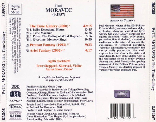 Paul Moravec - Eighth Blackbird, Peter Sheppard, Aaron Shorr : The Time Gallery / Protean Fantasy / Ariel Fantasy (CD, Album)
