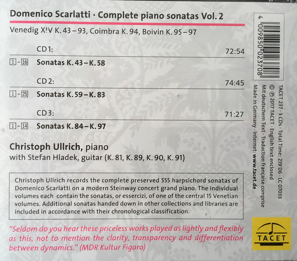 Domenico Scarlatti, Christoph Ullrich : Complete Piano Sonatas, Vol. 2: Sonatas K. 43 - K. 97 (3xCD, Album)