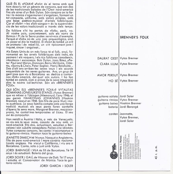 Brenner's Folk : Daurat Oest (7", EP, RE, RM)