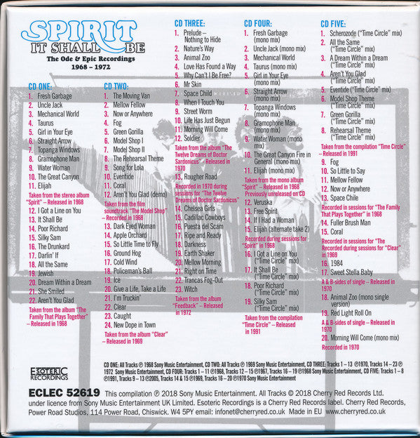 Spirit (8) : It Shall Be: The Ode & Epic Recordings 1968-1972 (5xCD, Comp, RM + Box)