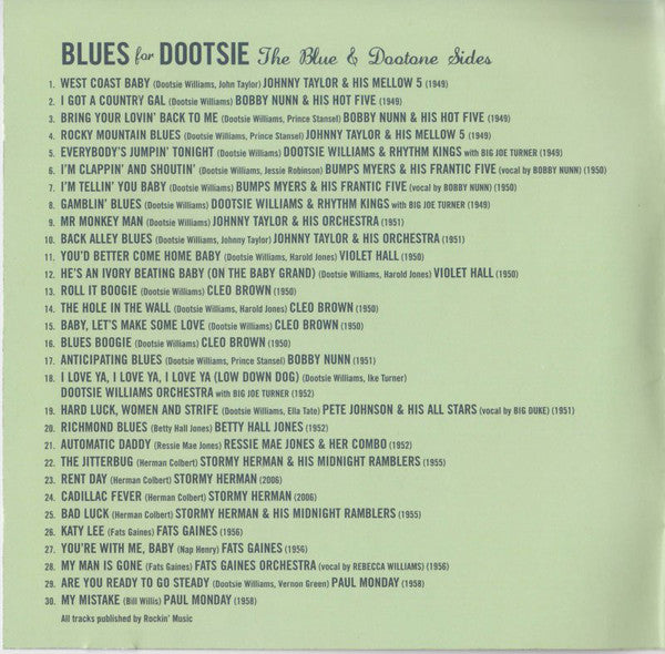 Various : Blues For Dootsie (The Blue & Dootone Sides) (CD, Comp)
