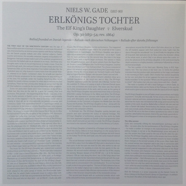Niels Wilhelm Gade, Sophie Junker, Ivonne Fuchs, Johannes Weisser, DR Vokalensemblet, Concerto Copenhagen, Lars Ulrik Mortensen : Erlkönigs Tochter • The Elf-King's Daughter • Elverskud (LP, Album, 180)