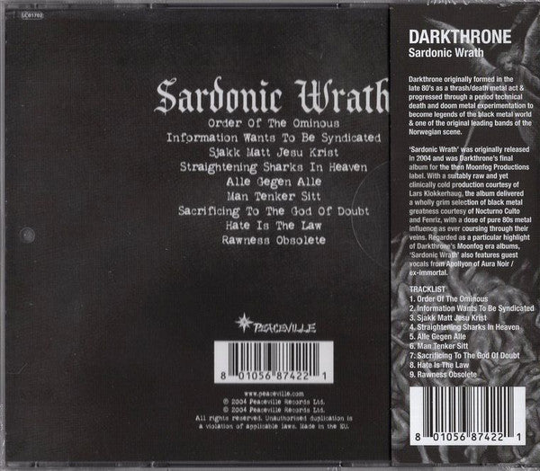 Darkthrone : Sardonic Wrath (CD, Album, RE)
