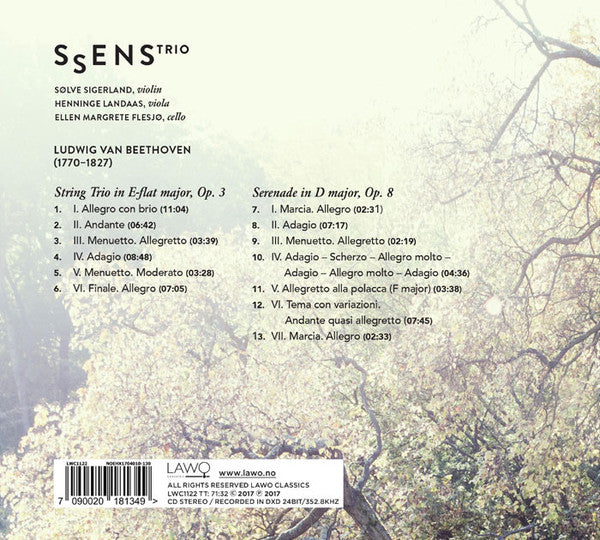 Ssens Trio, Ludwig van Beethoven : String Trio op. 3; Serenade, Op. 8 (CD, Album)