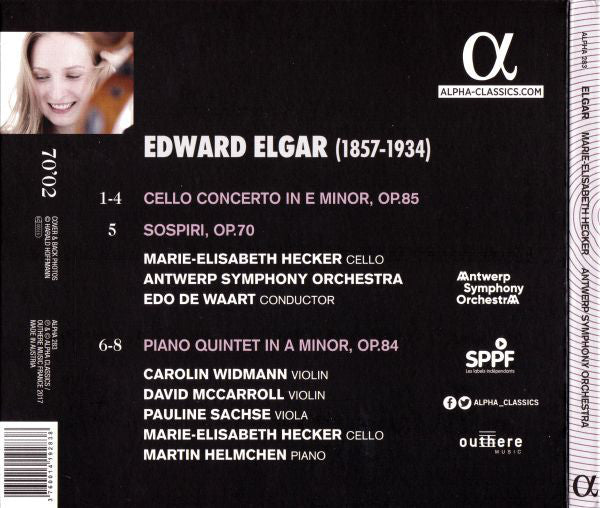 Sir Edward Elgar - Marie-Elisabeth Hecker, Antwerp Symphony Orchestra, Edo de Waart : Cello Concerto, Piano Quintet (CD, Album)